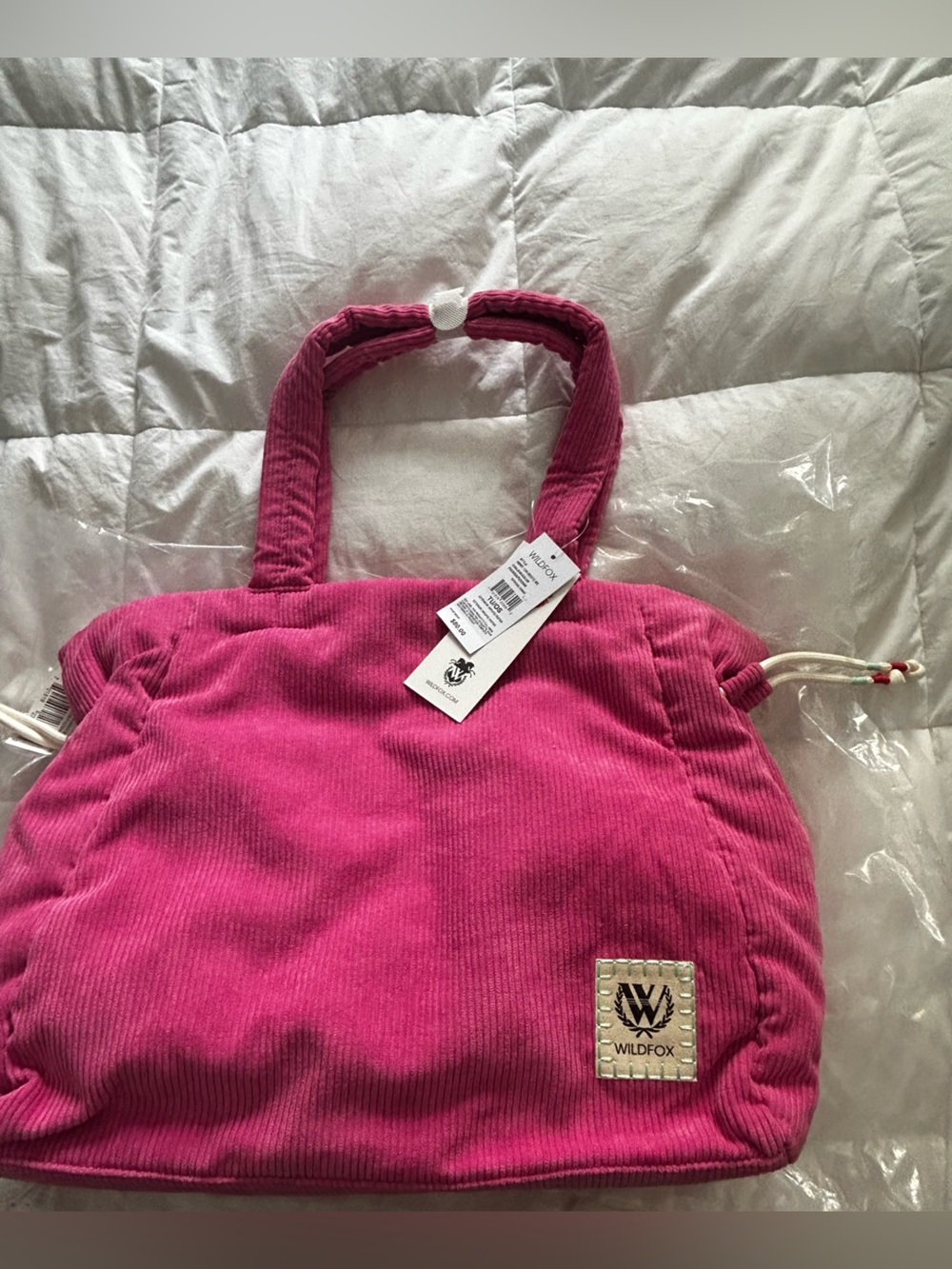 Wildfox Hot Pink Corduroy Tote Bag